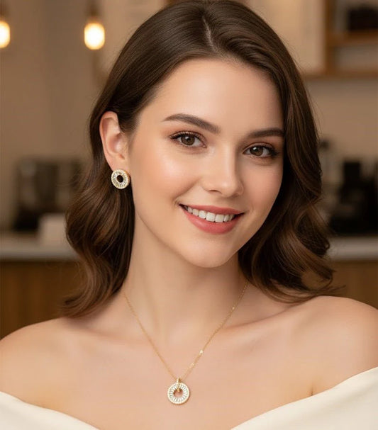 Radiant Circle Halo CZ Pendant Set