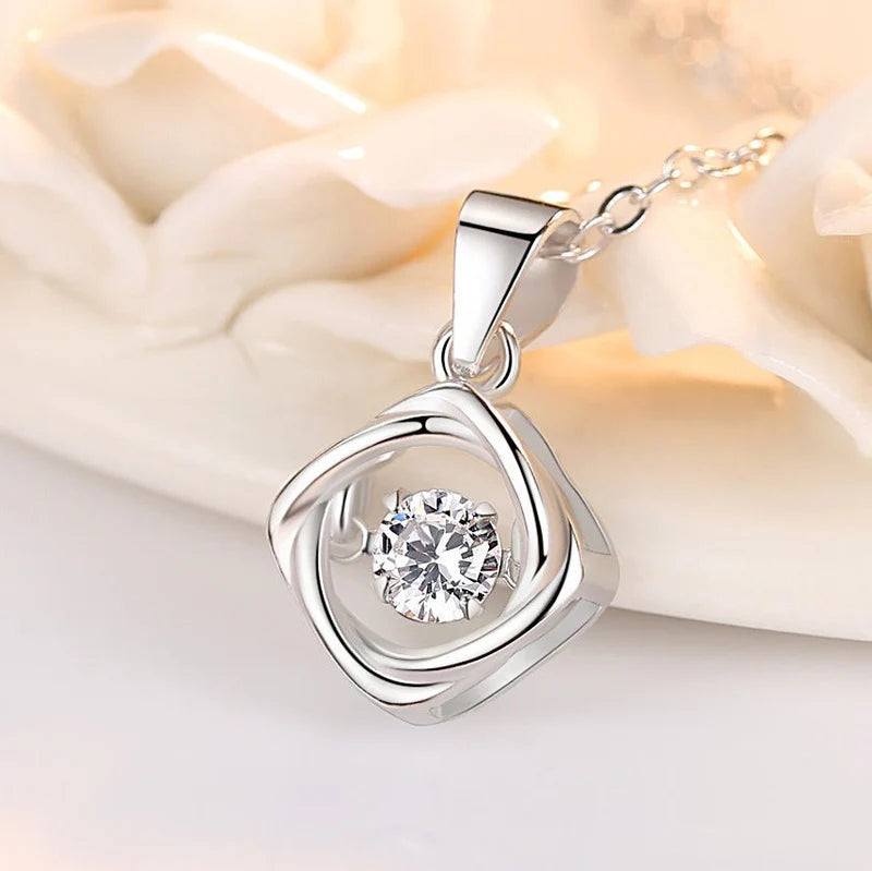 Womens Korean-style Minimalist S925 Sterling Silver Dainty Four-Leaf Clover Necklace