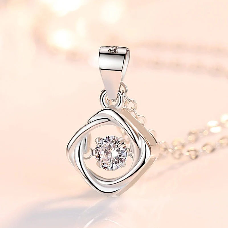 Womens Korean-style Minimalist S925 Sterling Silver Dainty Four-Leaf Clover Necklace